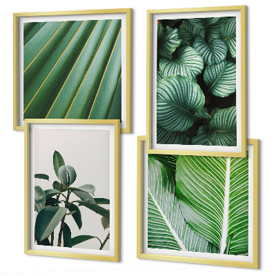 Ensemble de 4 tableaux Feuilles tropicales vertes