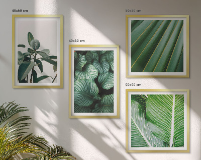 Ensemble de 4 tableaux Feuilles tropicales vertes