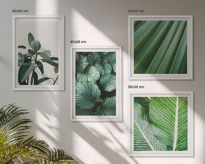 Ensemble de 4 tableaux Feuilles tropicales vertes