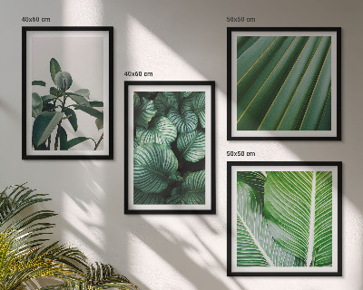 Ensemble de 4 tableaux Feuilles tropicales vertes