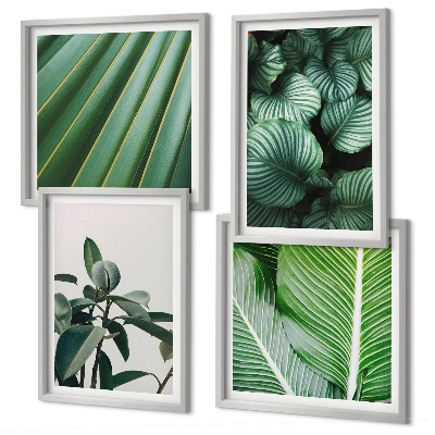 Ensemble de 4 tableaux Feuilles tropicales vertes