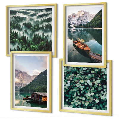 Mur de tableaux Brouillard de bateau sur un lac de montagne