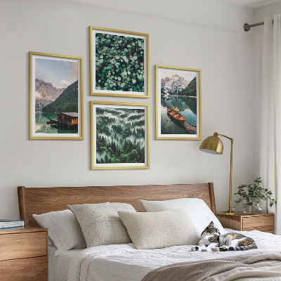 Mur de tableaux Brouillard de bateau sur un lac de montagne