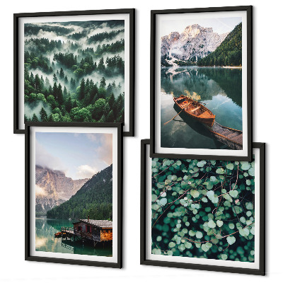 Mur de tableaux Brouillard de bateau sur un lac de montagne