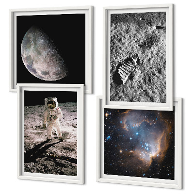 Mur de tableaux Photo de la trace lunaire d'un astronaute