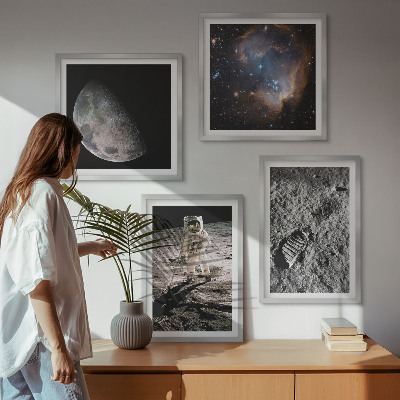 Mur de tableaux Photo de la trace lunaire d'un astronaute
