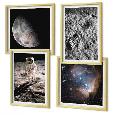 Mur de tableaux Photo de la trace lunaire d'un astronaute