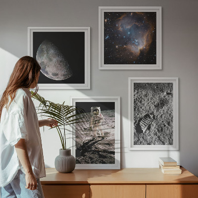 Mur de tableaux Photo de la trace lunaire d'un astronaute