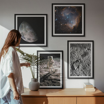 Mur de tableaux Photo de la trace lunaire d'un astronaute