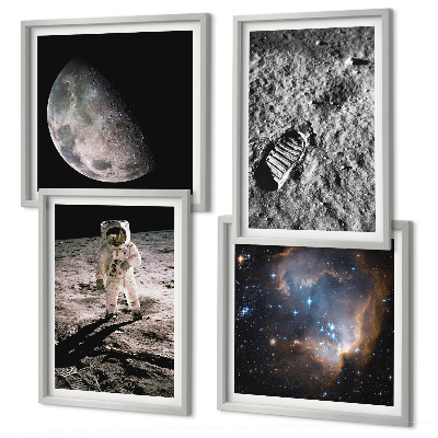 Mur de tableaux Photo de la trace lunaire d'un astronaute