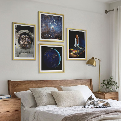Ensemble de 4 tableaux Fusée astronaute de l'espace terre