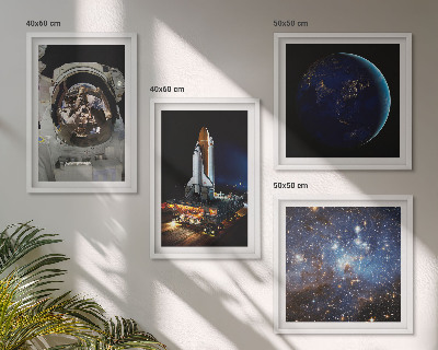 Ensemble de 4 tableaux Fusée astronaute de l'espace terre