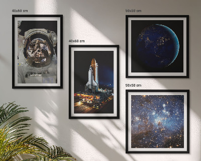 Ensemble de 4 tableaux Fusée astronaute de l'espace terre