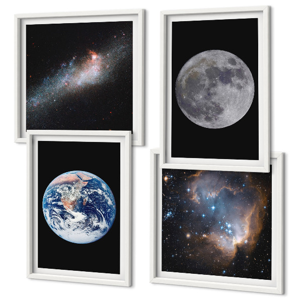 Mur de tableaux Lune spatiale galactique