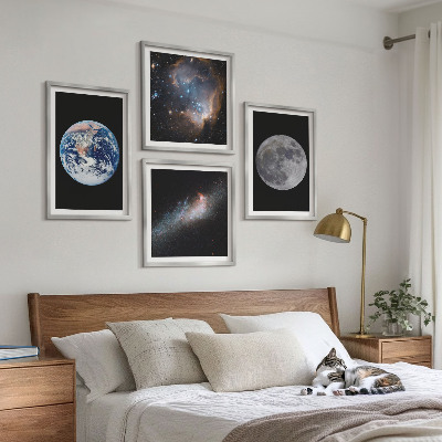 Mur de tableaux Lune spatiale galactique