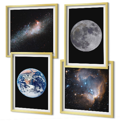 Mur de tableaux Lune spatiale galactique