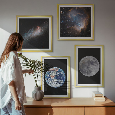 Mur de tableaux Lune spatiale galactique