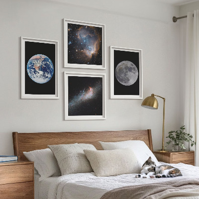 Mur de tableaux Lune spatiale galactique