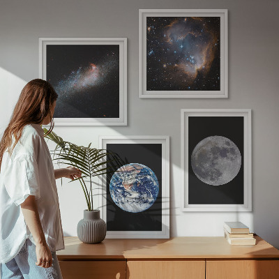 Mur de tableaux Lune spatiale galactique