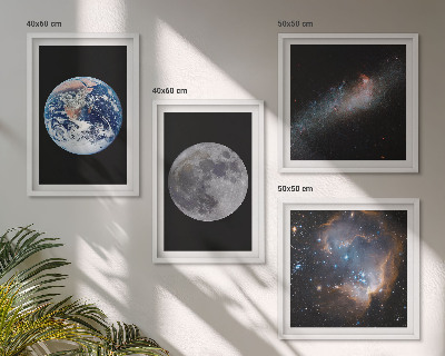 Mur de tableaux Lune spatiale galactique