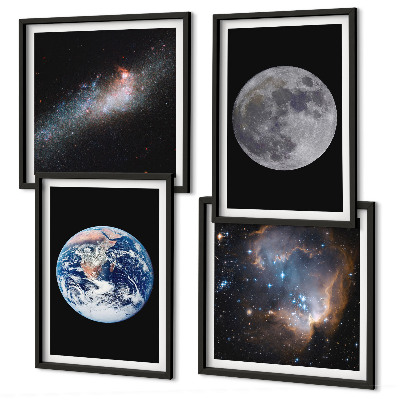 Mur de tableaux Lune spatiale galactique