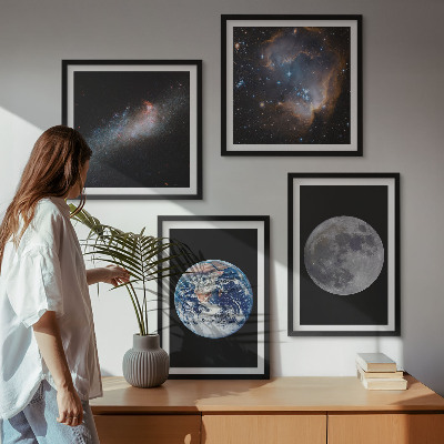 Mur de tableaux Lune spatiale galactique