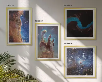 Tableau polyptyque 2 cadres paysages spatiaux de galaxies