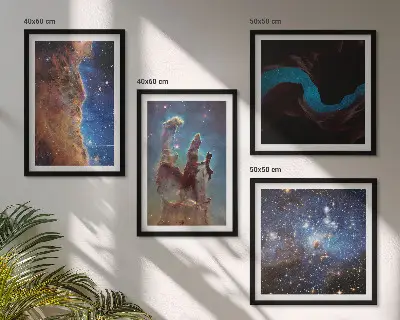 Tableau polyptyque 2 cadres paysages spatiaux de galaxies