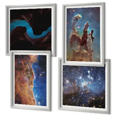 Tableau polyptyque 2 cadres paysages spatiaux de galaxies
