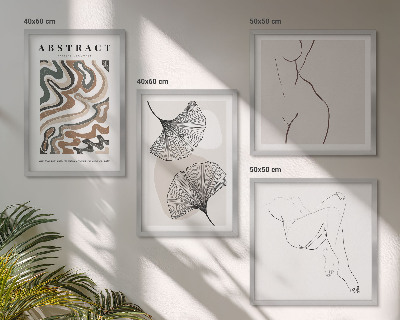 Ensemble de 4 tableaux Formes de feuilles bohèmes abstraites
