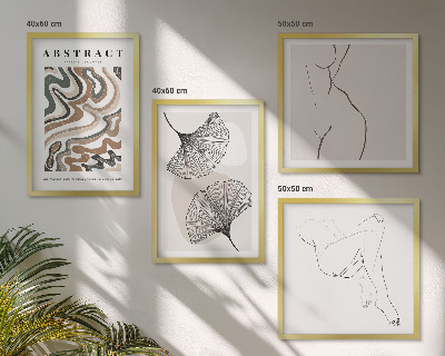 Ensemble de 4 tableaux Formes de feuilles bohèmes abstraites