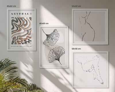 Ensemble de 4 tableaux Formes de feuilles bohèmes abstraites