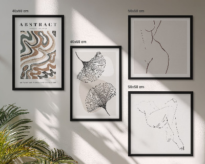 Ensemble de 4 tableaux Formes de feuilles bohèmes abstraites
