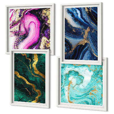 Mur de tableaux Motifs abstraits roses, verts et bleus