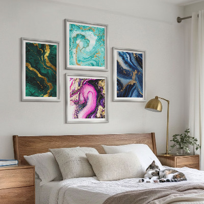 Mur de tableaux Motifs abstraits roses, verts et bleus