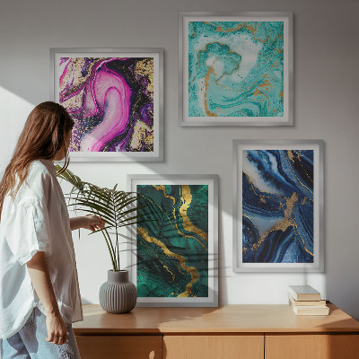 Mur de tableaux Motifs abstraits roses, verts et bleus