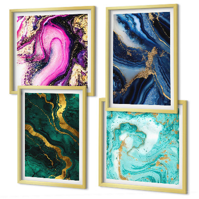 Mur de tableaux Motifs abstraits roses, verts et bleus