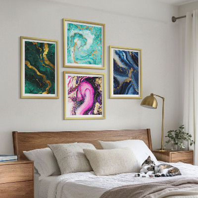 Mur de tableaux Motifs abstraits roses, verts et bleus