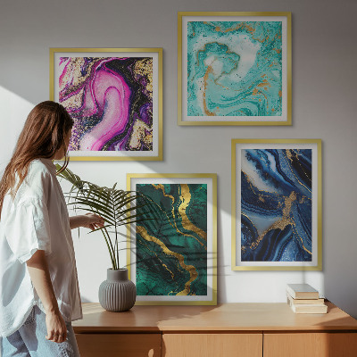 Mur de tableaux Motifs abstraits roses, verts et bleus
