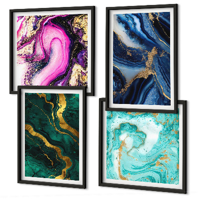 Mur de tableaux Motifs abstraits roses, verts et bleus