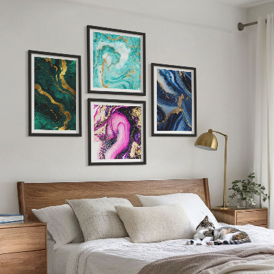 Mur de tableaux Motifs abstraits roses, verts et bleus