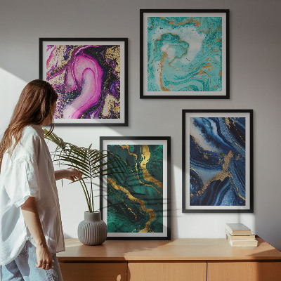 Mur de tableaux Motifs abstraits roses, verts et bleus