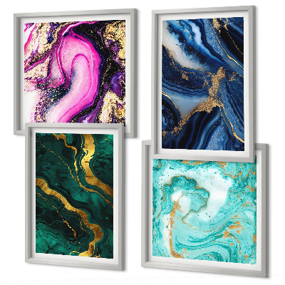 Mur de tableaux Motifs abstraits roses, verts et bleus