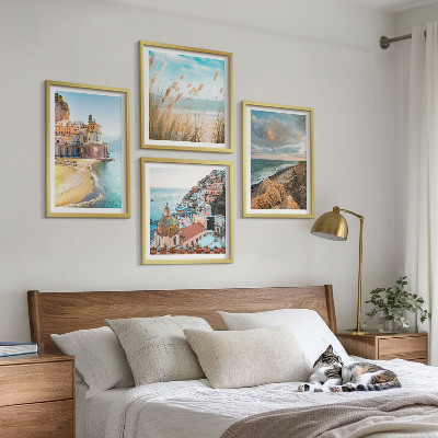 Ensemble de 4 tableaux Paysages plage ville falaises