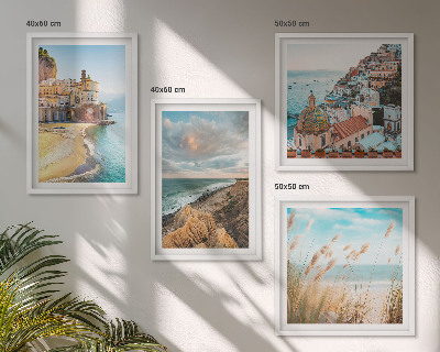 Ensemble de 4 tableaux Paysages plage ville falaises