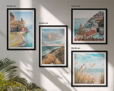 Ensemble de 4 tableaux Paysages plage ville falaises