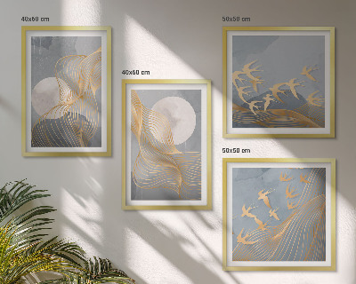 Mur de tableaux Vagues abstraites, cercles gris