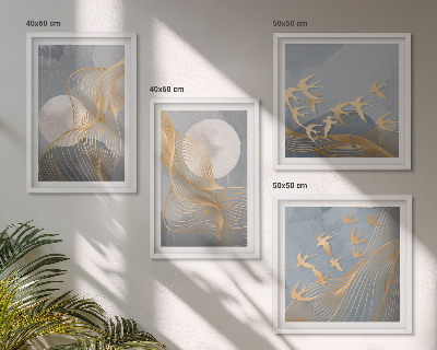 Mur de tableaux Vagues abstraites, cercles gris