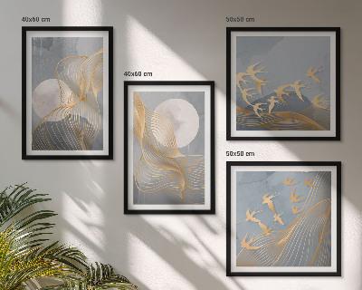 Mur de tableaux Vagues abstraites, cercles gris
