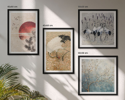 Ensemble de 4 tableaux Paysage de grues japonaises